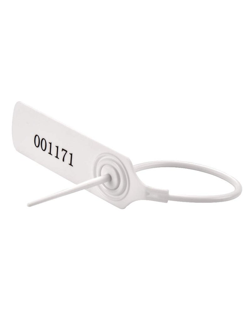XF-Vel Pull-tite Security Seal Tamper Resistant Tags Plastic Padlock Sign Ties Numbered 100 Pieces/Bag (White, 100pcs) - Image 1